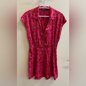 Zara Pink and Red Floral Dress